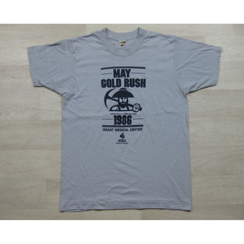 Vintage 80s May Gold Rush Run T-Shirt (M) Single Stitch Screen Stars Ohio